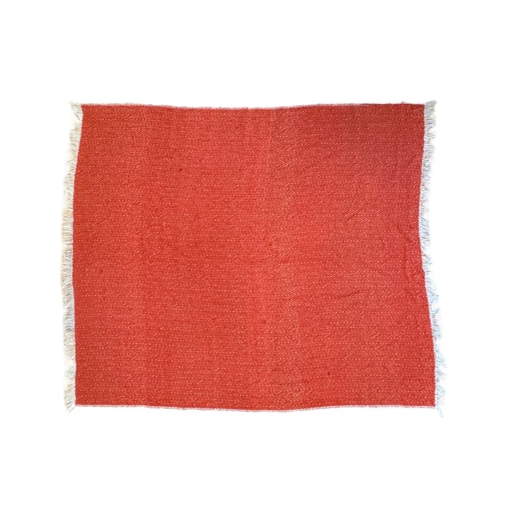 Anthropologie | Herringbone Reversible Throw Blanket Orange Beige 70x58”